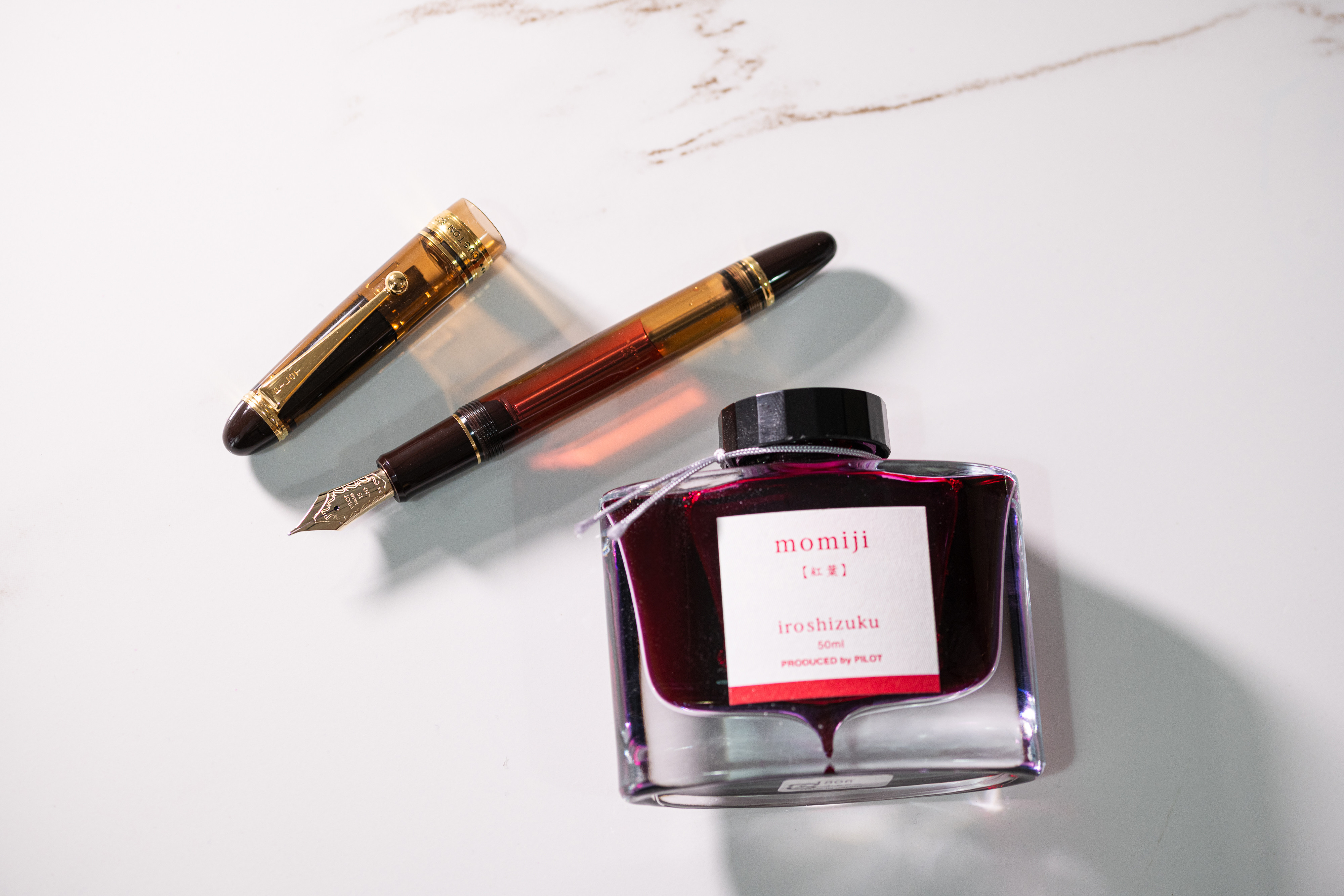 PILOT CUSTOM 823 fountain pen with iroshizuku ink, ideal for expressive bullet journalling and elegant handwriting